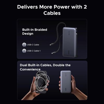 Батарея універсальна Ugreen 25000mAh 165W DualCable (PB552 55995B) (PB552  55995B)