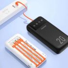Батарея універсальна Dudao K6Pro+ 20000mAh 10W with USB-C/Lightning/MicroUSB/USB-A cables (6977196682393)