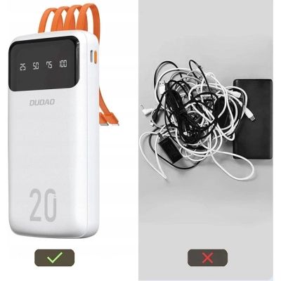 Батарея универсальная Dudao K6Pro+ 20000mAh 10W with USB-C/Lightning/MicroUSB/USB-A cables (6977196682409)