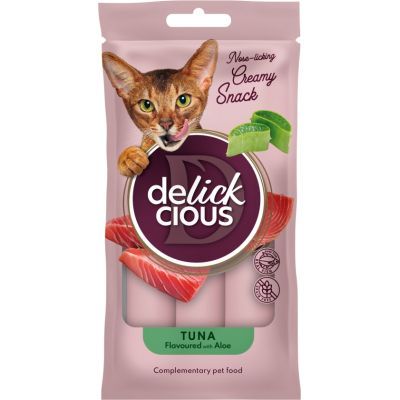 Лакомство для котов Delickcious Кремовые тунец с добавлением алоэ 1+1 (4820269148048)