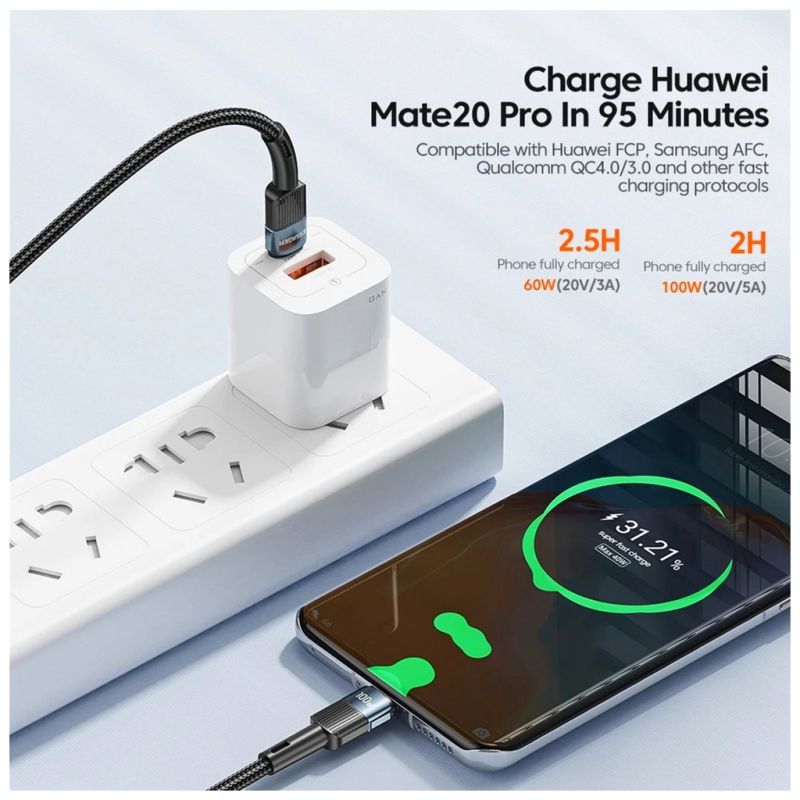 Дата кабель USB-C to USB-C 0.5m 100W black Essager (EXCTT1-XCB01)