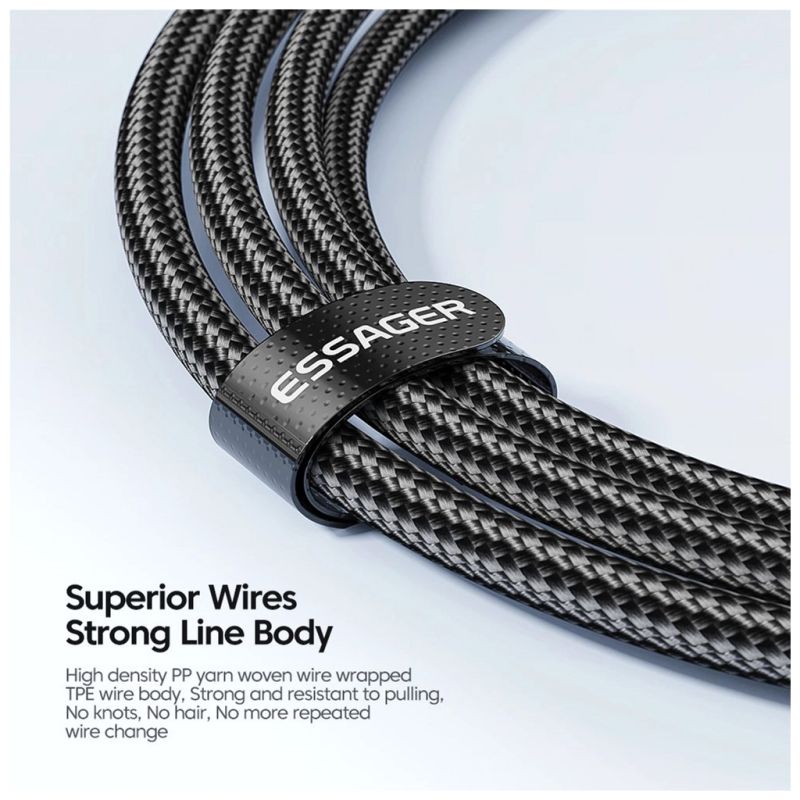 Дата кабель USB-C to USB-C 0.5m 100W black Essager (EXCTT1-XCB01)