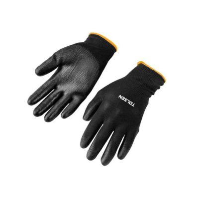 Защитные перчатки Tolsen полиэстер с ПУ покрытием черные XL (10) (45507)