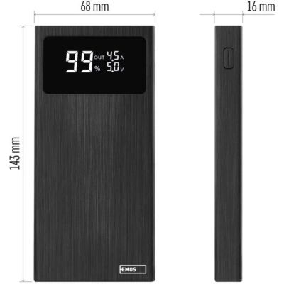 Батарея універсальна EMOS 10000mAh BETAQ 10, 22.5W, black (B0531B)