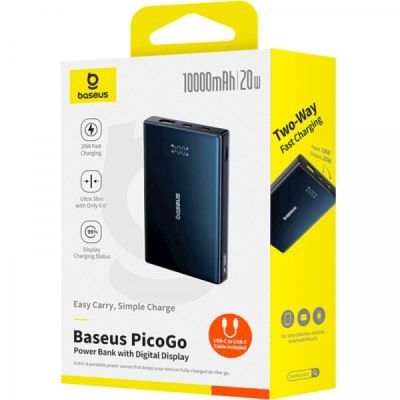 Батарея універсальна Baseus 10000mAh PicoGo 20W PD, QC, USB-A, 2*USB-C, Black (P10076801123-00)
