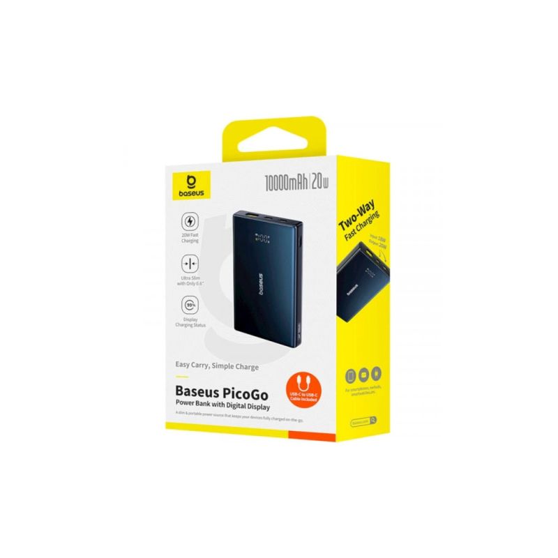 Батарея универсальная Baseus 10000mAh PicoGo 20W PD, QC, USB-A, 2*USB-C, Black (P10076801123-00)