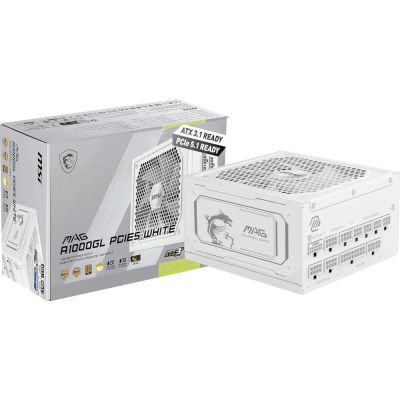 Блок живлення MSI 1000W (MAG A1000GL PCIE5 WHITE)