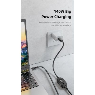 Кабель питания USB-C to DC 5.5x2.5mm 1.0m 5V/9V/12V/15V/20V/28V 140W black XoKo (XK-K695)
