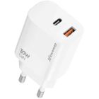 Зарядное устройство Grand-X GaN 1xUSB-C + 1xUSB QC3.0 36W white (CH-360W)