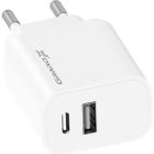 Зарядний пристрій Grand-X 1xUSB-C + 1xUSB 21W OCP white (CH-21W)