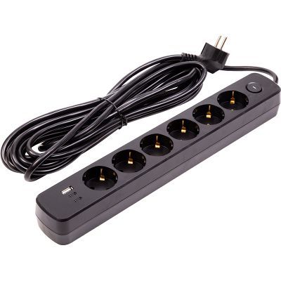 Мережевий фільтр живлення PowerPlant 7м, 6 розеток,USB, Type-C (YS-N6086/7c) (EX610686)