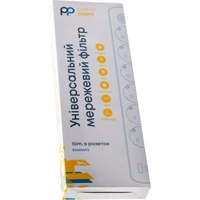 Сетевой фильтр питания PowerPlant 10м, 6 розеток,USB, Type-C (YS-N6086/10c) (EX610693)