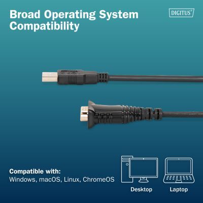 Кабель для передачі даних USB 2.0 AM to COM 1.8m DB9 RS232 FT232RNL black Digitus (DA-70172)