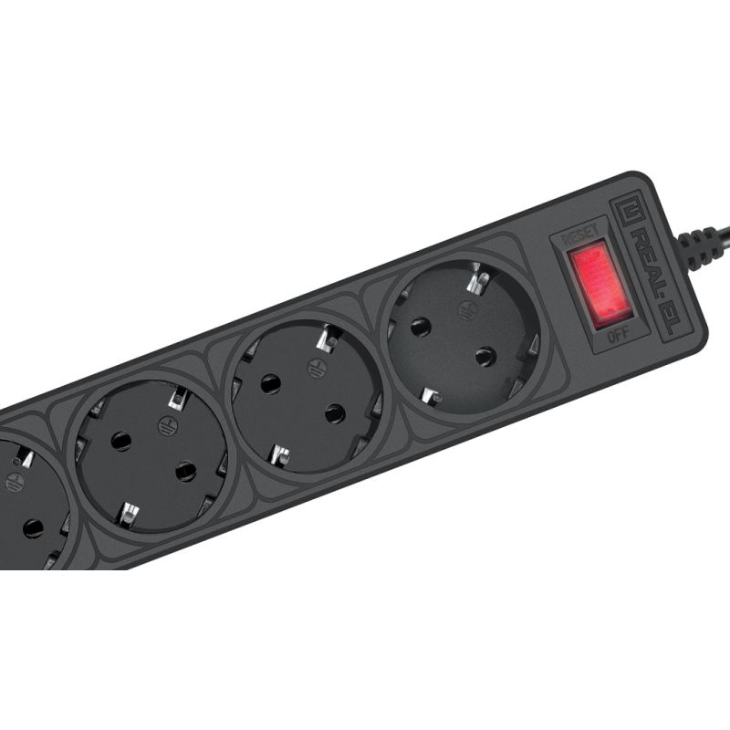 Сетевой фильтр питания REAL-EL RS-Protect 505, 5m, black (EL122300046)