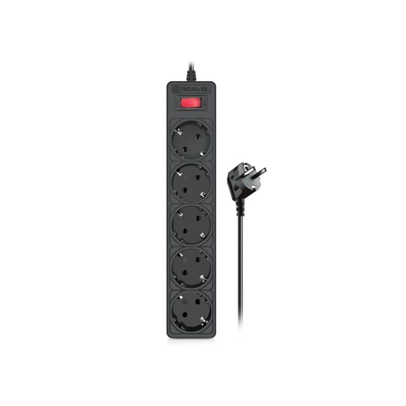 Сетевой фильтр питания REAL-EL RS-Protect 505, 5m, black (EL122300046)