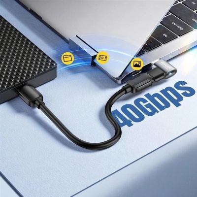 Перехідник USB-C F to USB-C M USB 4.0 40Gbps 240W 90° corner Essager (EOTG7-YH0G-P)