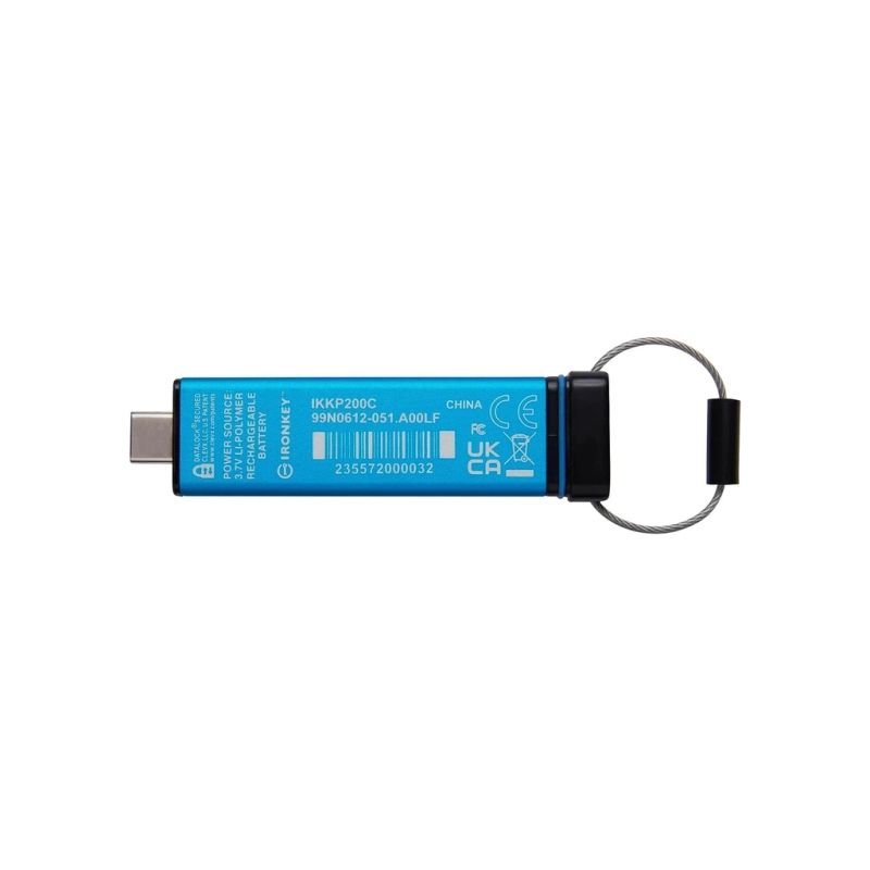 USB флеш накопитель Kingston 128GB IronKey Keypad 200 Type-C Encrypted Blue USB 3.2 (IKKP200C/128GB)