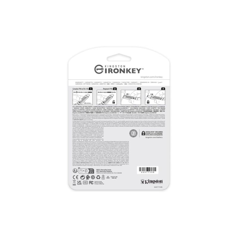 USB флеш накопитель Kingston 128GB IronKey Keypad 200 Type-C Encrypted Blue USB 3.2 (IKKP200C/128GB)