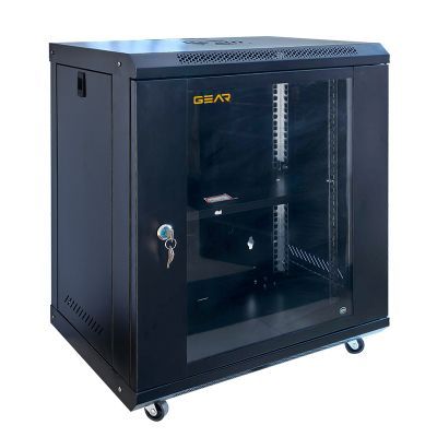 Шафа настінна GEAR 15U 19" 600x600x750 мм, + полка 19", black (GWMSN-15U-600-600)