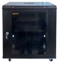 Шкаф настенный GEAR 15U 19" 600x600x750 мм, + полка 19", black (GWMSN-15U-600-600)
