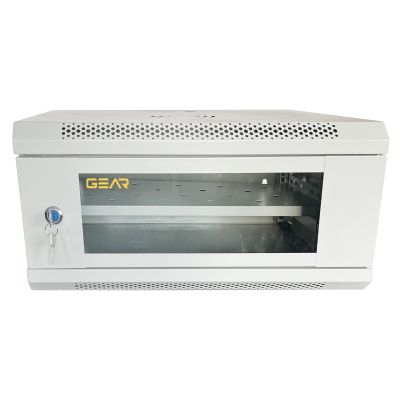 Шафа настінна GEAR 4U 19" 600x450x280 мм, + полка 19", grey (GWMSN-4U-600-450G)