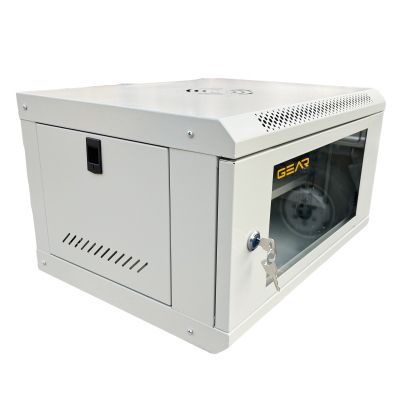 Шафа настінна GEAR 6U 19" 600x450x350 мм, + полка 19", grey (GWMSN-6U-600-450G)