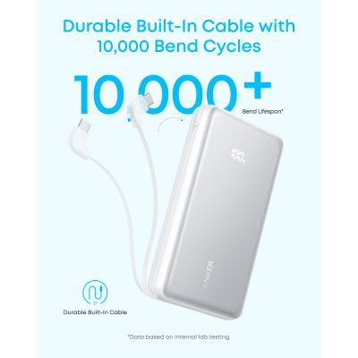 Батарея универсальная Anker 20000mAh 22.5W Built-In USB-C Cable Black (A110EH11)