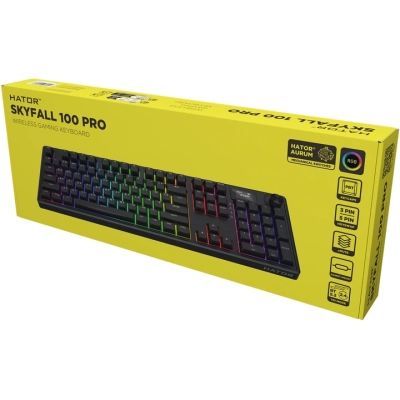 Клавіатура Hator Skyfall 100 PRO Aurum Vanila Silent RGB Wireless/Bluetooth/USB UA Black (HTK4101UA)