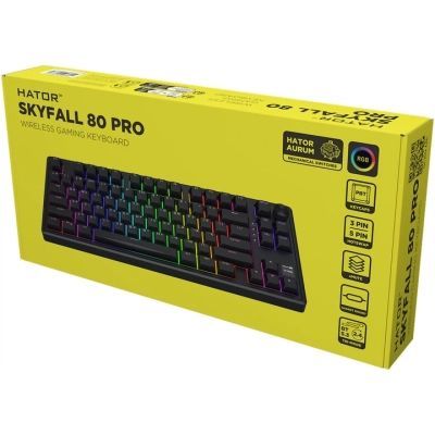 Клавіатура Hator Skyfall 80 PRO Aurum Vanila Silent RGB Wireless/Bluetooth/USB UA Black (HTK4181UA)