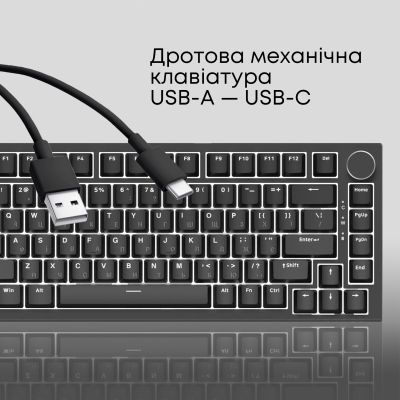 Клавіатура Ajazz AK820 Red Switch USB-C UA Black (AK820-R-B)