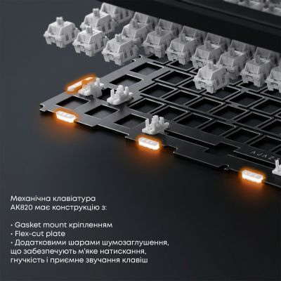 Клавіатура Ajazz AK820 Red Switch USB-C UA Black (AK820-R-B)