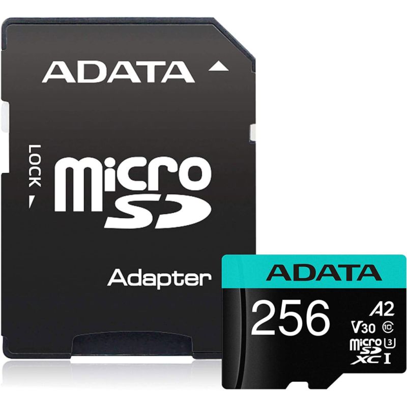 Карта памяти ADATA 256GB microSD class 10 UHS-I U3 V30 A2 Premier Pro SD 6.0 (AUSDX256GUI3V30SA2-RA1)