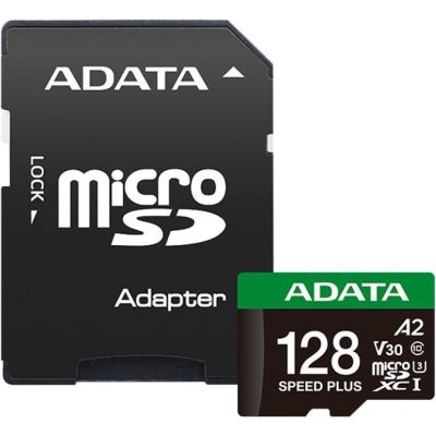 Карта пам\'яті ADATA 128GB microSD class 10 UHS-I U3 V30 A2 Speed Plus (UD128GUI3V30A2SP-RA1)