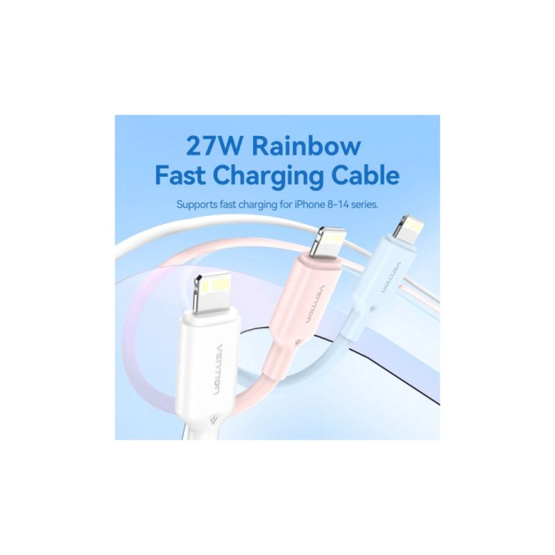 Дата кабель USB-C to Lightning 1.0m PD27W PVC blue Vention (LAKSF)