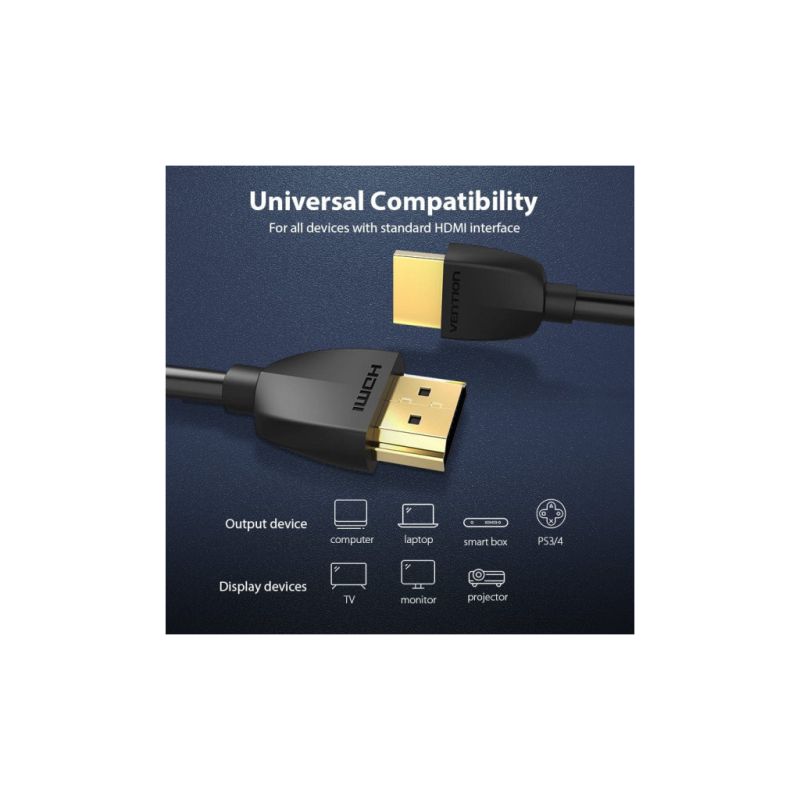 Кабель мультимедійний HDMI M to HDMI M 2.0m V2.0 4K60Hz PVC Vention (AAIBH)