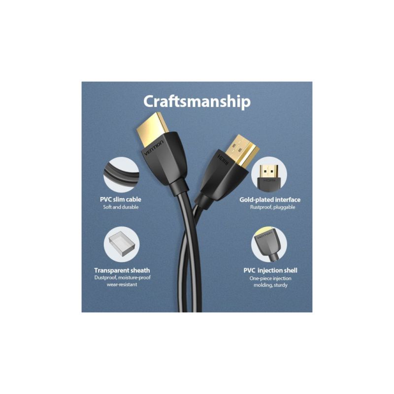 Кабель мультимедійний HDMI M to HDMI M 2.0m V2.0 4K60Hz PVC Vention (AAIBH)