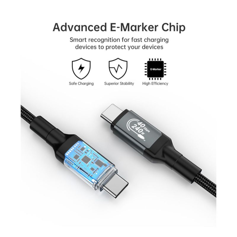 Дата кабель USB-C to USB-C 2.0m USB4 Gen 3 240W 8K Choetech (XCC-1042)