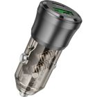 Зарядний пристрій BOROFONE 1xUSB-C PD + 1xUSB 38W car adapter transparent black (6941991106965)
