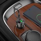 Зарядное устройство BOROFONE 1xUSB-C PD + 1xUSB 38W car adapter transparent black (6941991106965)