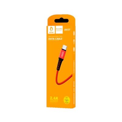 Дата кабель USB 2.0 AM to USB-C 1.0m 2.4A red Denmen (DN-D02T-RD)