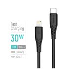 Дата кабель USB-C to Lightning 1.0m PD30W textured PVC black ColorWay (CW-CBPDCL094-BK)