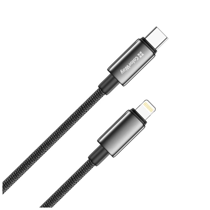 Дата кабель USB-C to Lightning 2.0m PD30W zinc alloy braided black ColorWay (CW-CBPDCL099-BK)