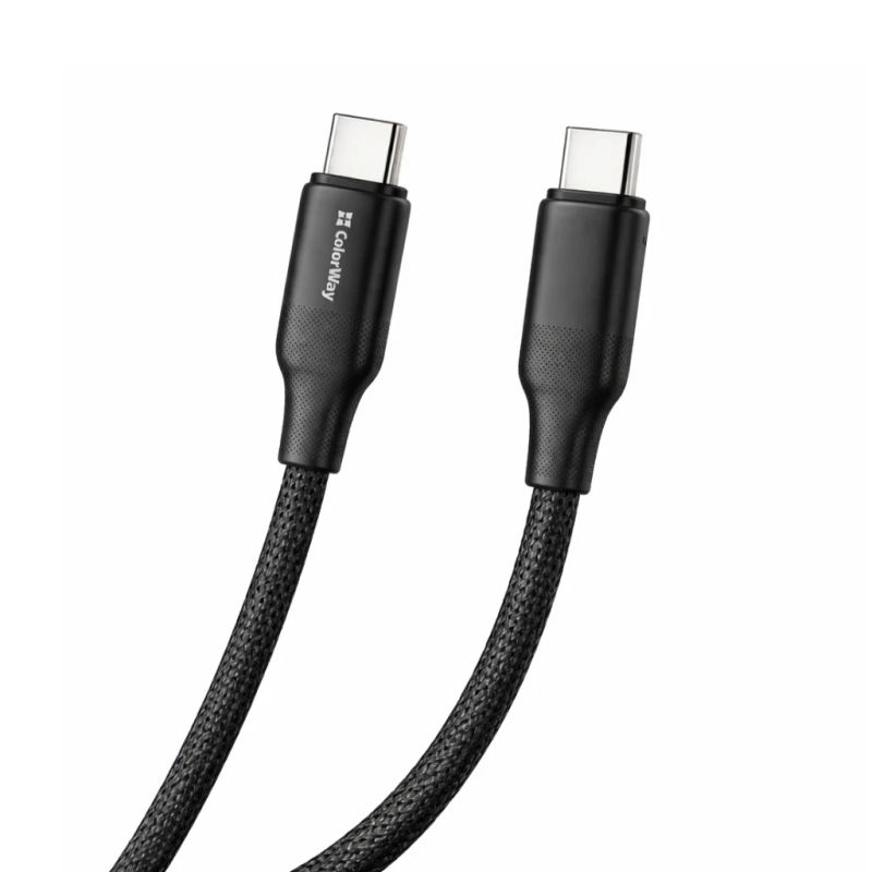Дата кабель USB-C to USB-C 1.0m 3A 60W TPE embossed black ColorWay (CW-CBPDCC101-BK)