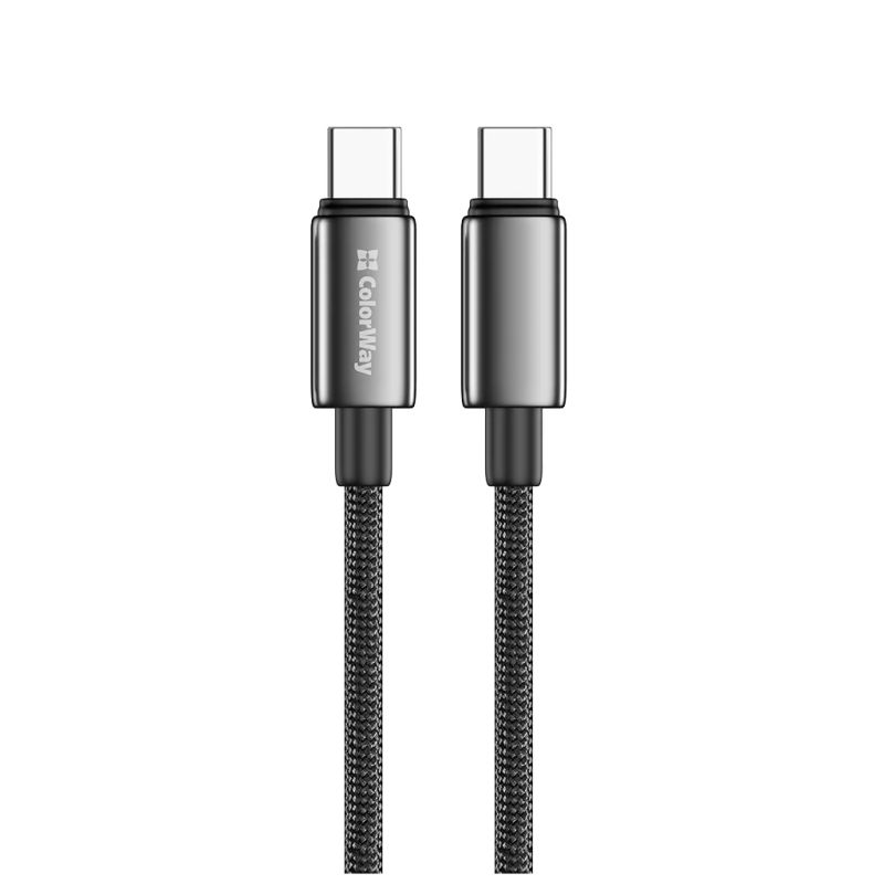 Дата кабель USB-C to USB-C 2.0m 5A 100W zinc alloy braided black ColorWay (CW-CBPDCC099-BK)
