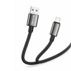 Дата кабель USB 2.0 AM to Lightning 1.0m 3A zinc alloy braided black ColorWay (CW-CBUL098-BK)