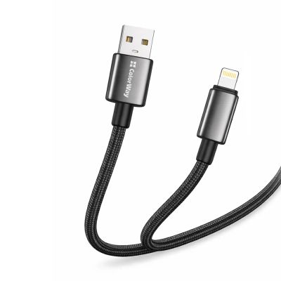 Дата кабель USB 2.0 AM to Lightning 1.0m 3A zinc alloy braided black ColorWay (CW-CBUL098-BK)