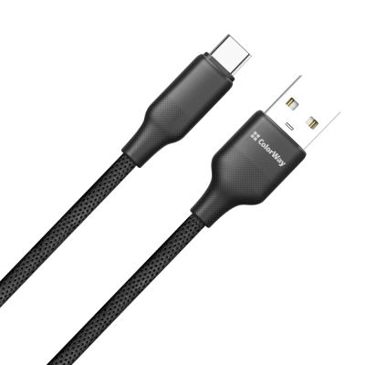 Дата кабель USB 2.0 AM to USB-C 2.0m 3A TPE embossed black ColorWay (CW-CBUC102-BK)