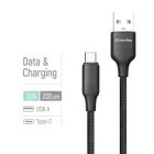 Дата кабель USB 2.0 AM to USB-C 2.0m 3A TPE embossed black ColorWay (CW-CBUC102-BK)