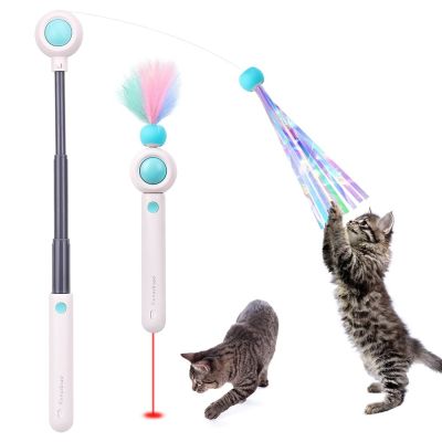 Іграшка для котів Petgravity Інтерактивна висувна вудочка з лазером блакитна (PG-CT053B)