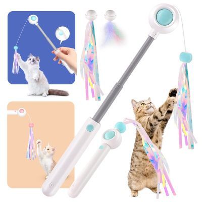 Іграшка для котів Petgravity Інтерактивна висувна вудочка з лазером блакитна (PG-CT053B)